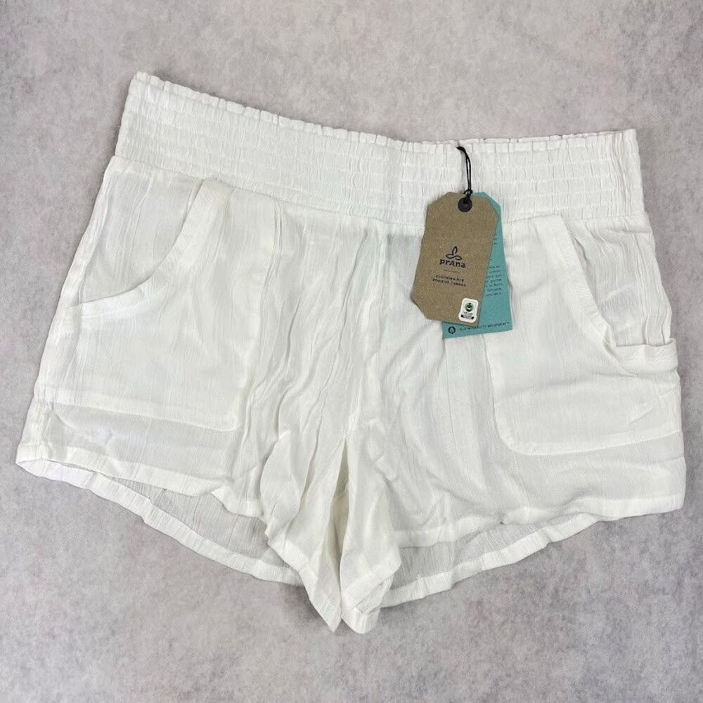 prAna Fernie Shorts Womens Size XL White Swim Cover Up Gauze Beach Vacation NEW!
